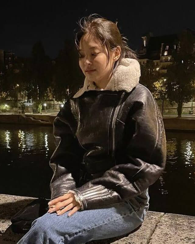 Kpop Fashion Blackpink Jennie Cropped Leather Jacket