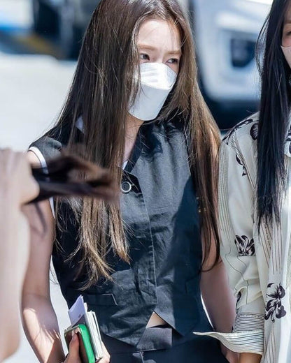Kpop Fashion Red Velvet Irene Black Leather Vest