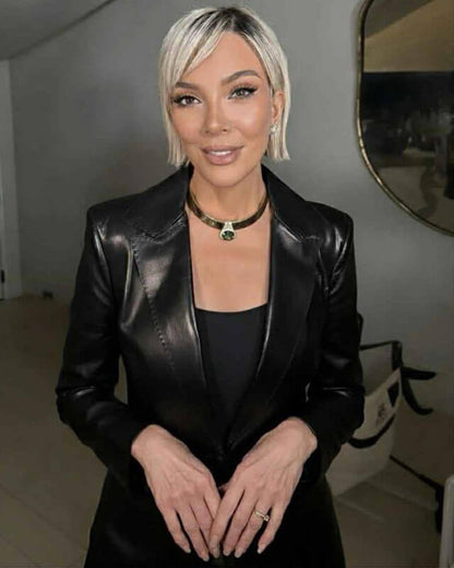 Kris Jenner Real Leather Blazer