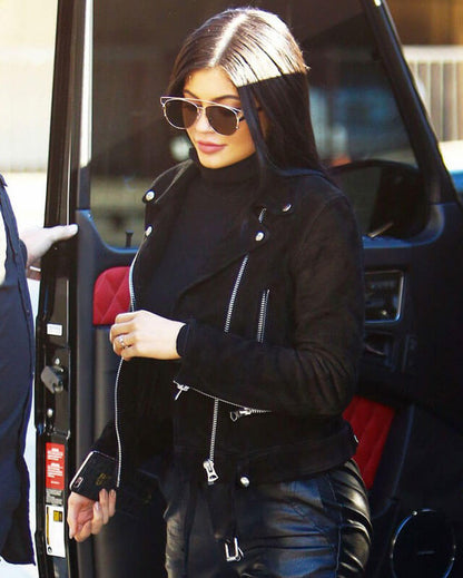 Kylie Jenner Suede Biker Jacket