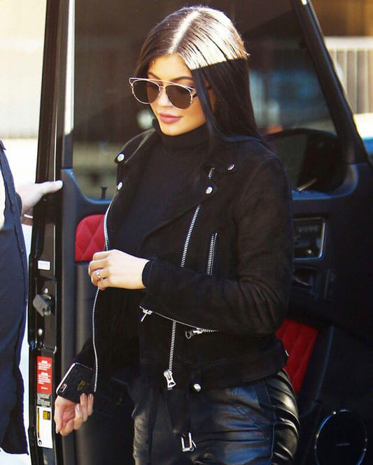 Kylie Jenner Suede Biker Jacket