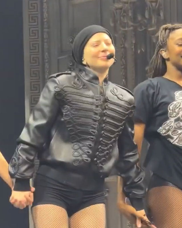 Lady Gaga Concert Black Leather Jacket