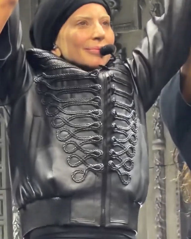 Lady Gaga 2025 Concert Black Leather Jacket – AlexGear