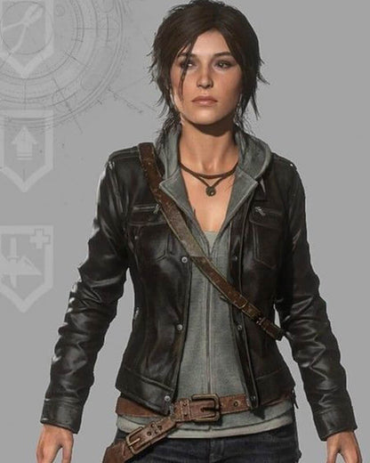 Lara Croft Black Leather Jacket