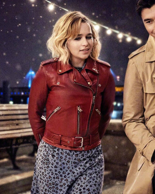 Last Christmas Emilia Clarke Red Leather Jacket
