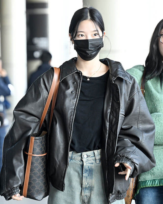 Le Sserafim Kazuha Oversized Bomber Leather Jacket – AlexGear