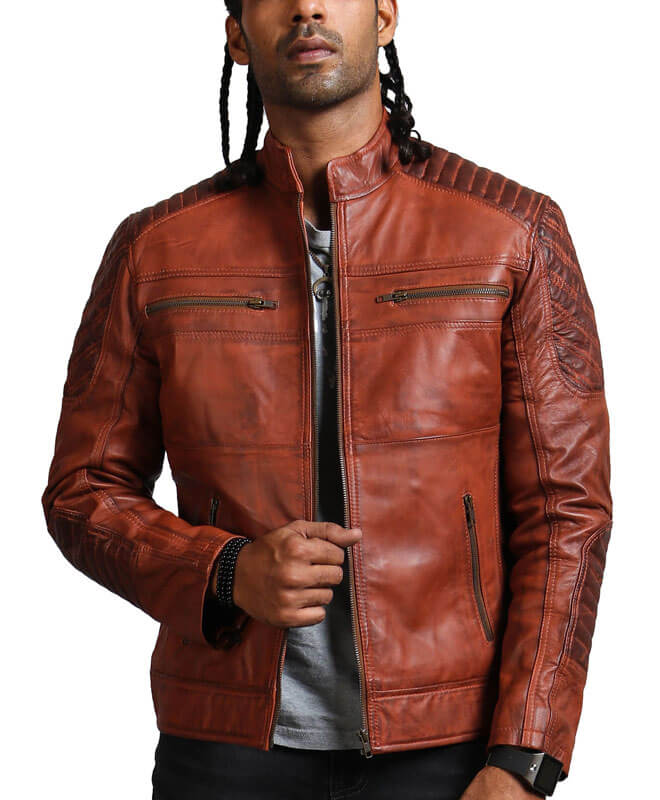 Leather Biker Brown Scarecrow Jacket