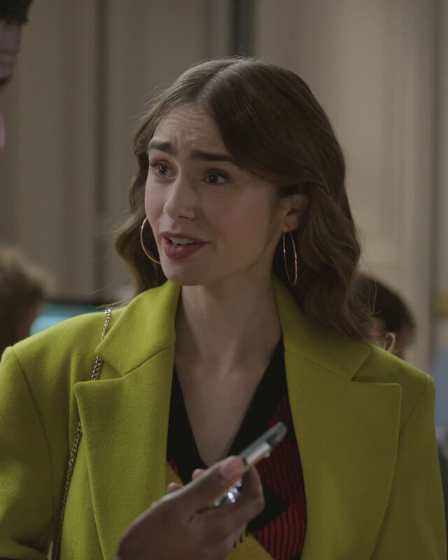 Lily Collins Emily In Paris Fashion Green Coat