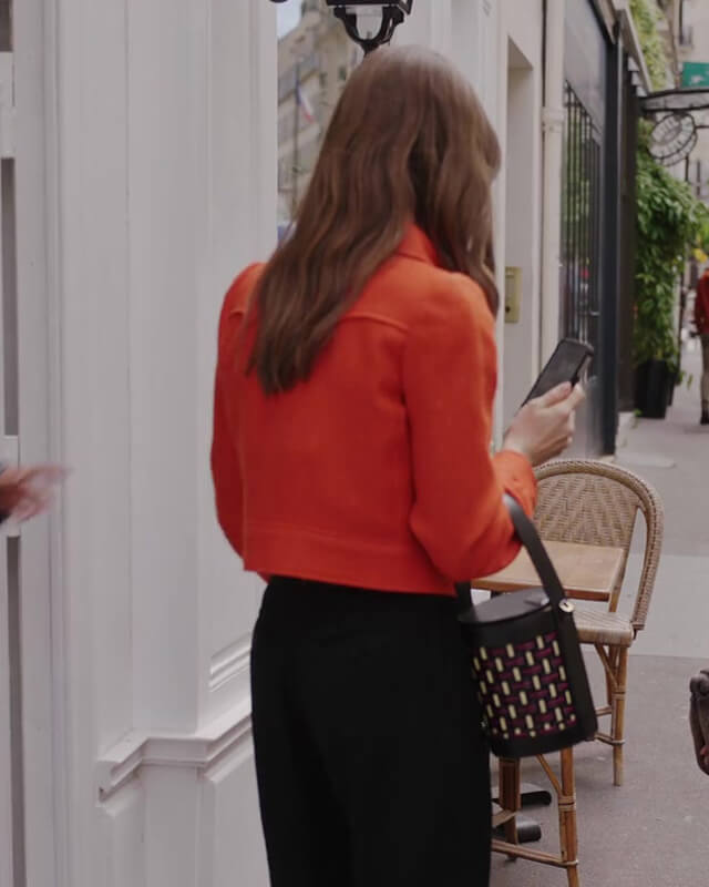 Lily Collins Emily In Paris Orange Cropped Jacket S03