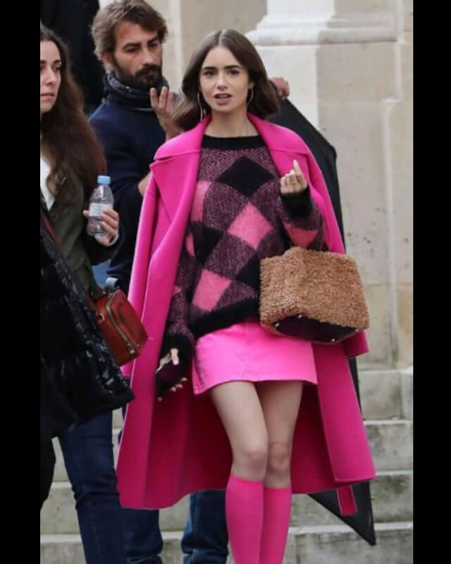 Lily Collins Emily In Paris Pink Trench Coat