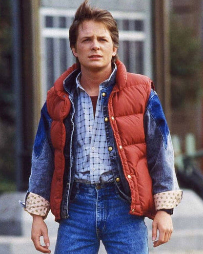 Marty McFly Red Puffer Vest Back To The Future 2