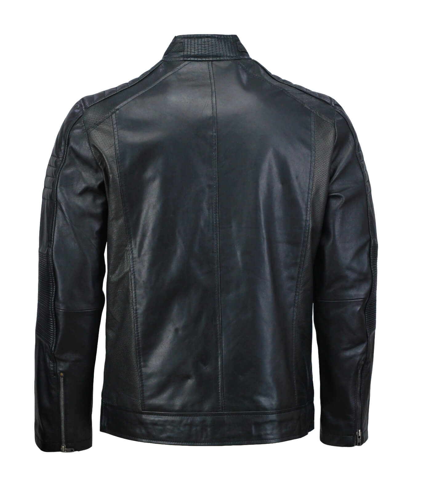 Men Black Cafe Racer Real Leather Jacket