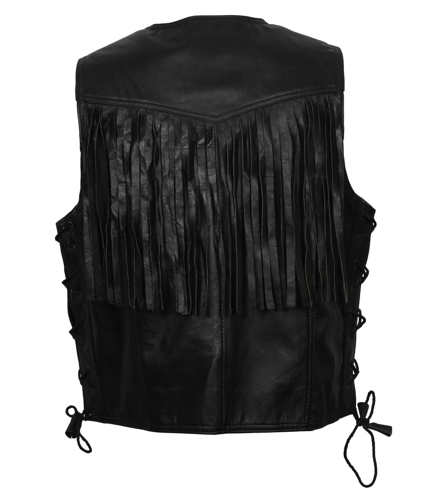 Men Black Cowboy Vest Fringe