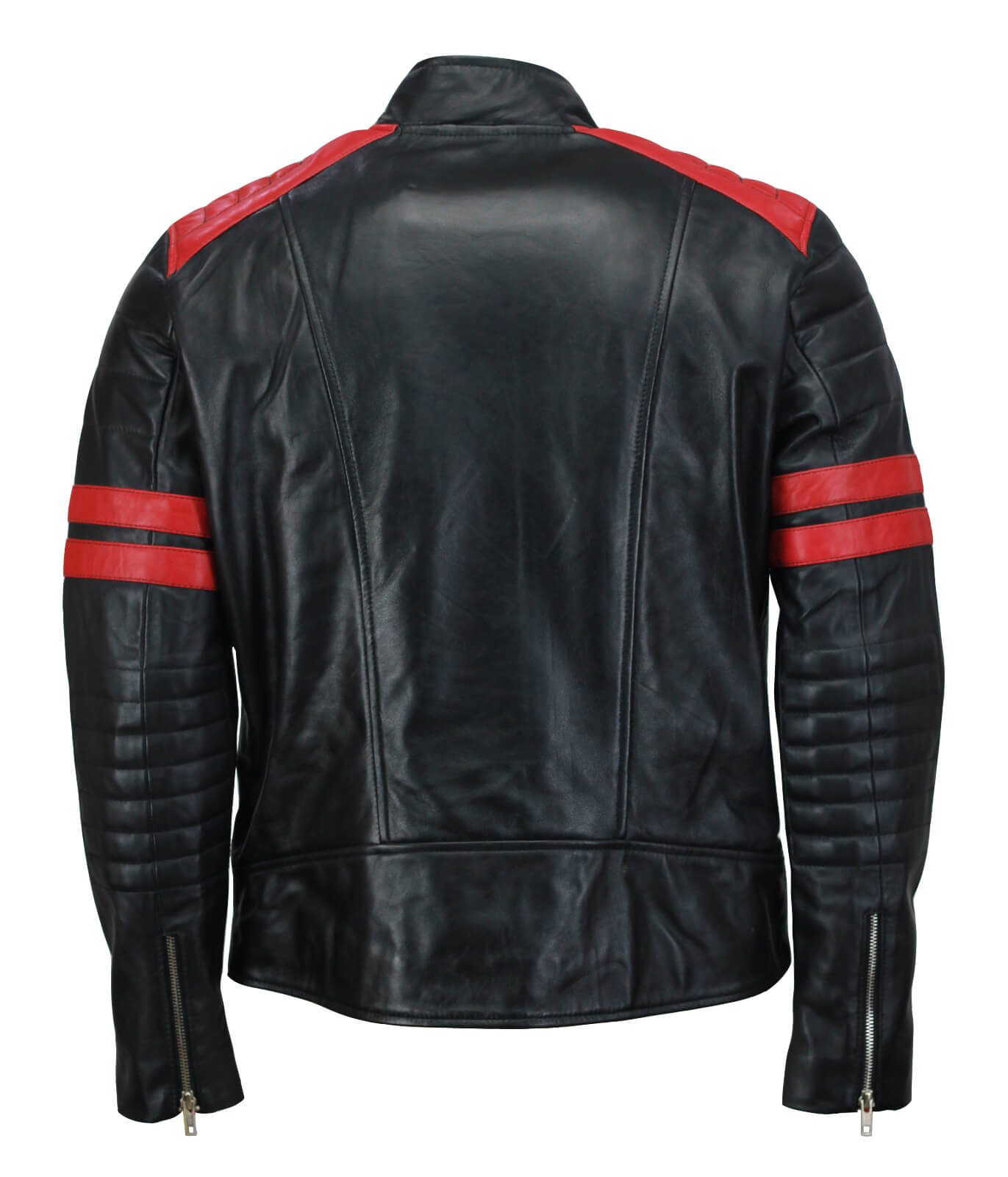 Men’s Black and Red Biker Leather Jacket - Main Image
