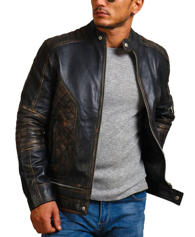 Men Bones And Skull Ride Black Biker Jacket