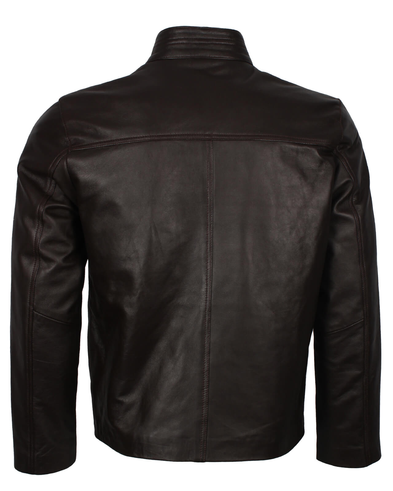 Men Brown Biker Leather Jacket Red Stripe