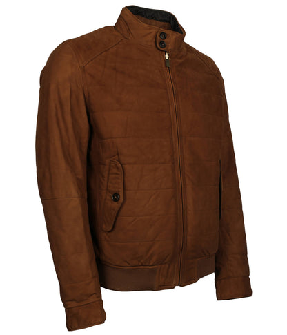 Men Brown Bomber Jacket Suede Leather