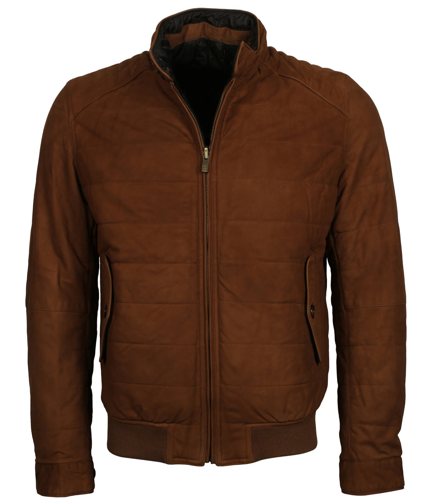 Men Brown Leather Bomber Jacket