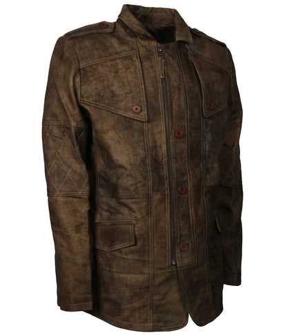 Men Brown Military Officer Coat