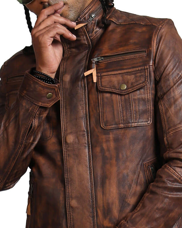 Men Brown Vintage Motorcycle Jacket