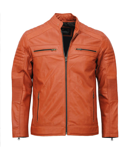 Cafe Racer Light Brown Biker Leather Jacket