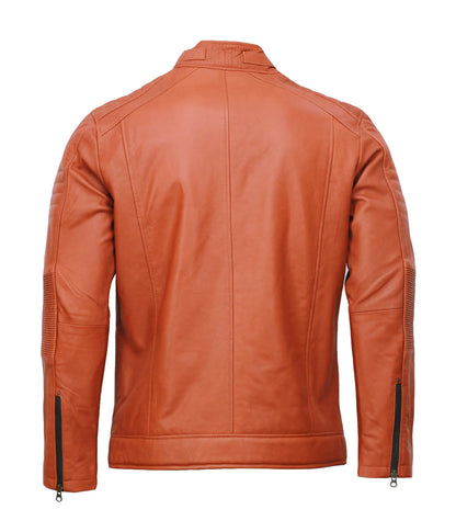 Men Cafe Racer Genuine Leather Jacket