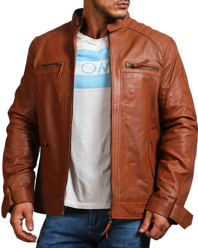 Men Cafe Racer Genuine Leather Jacket