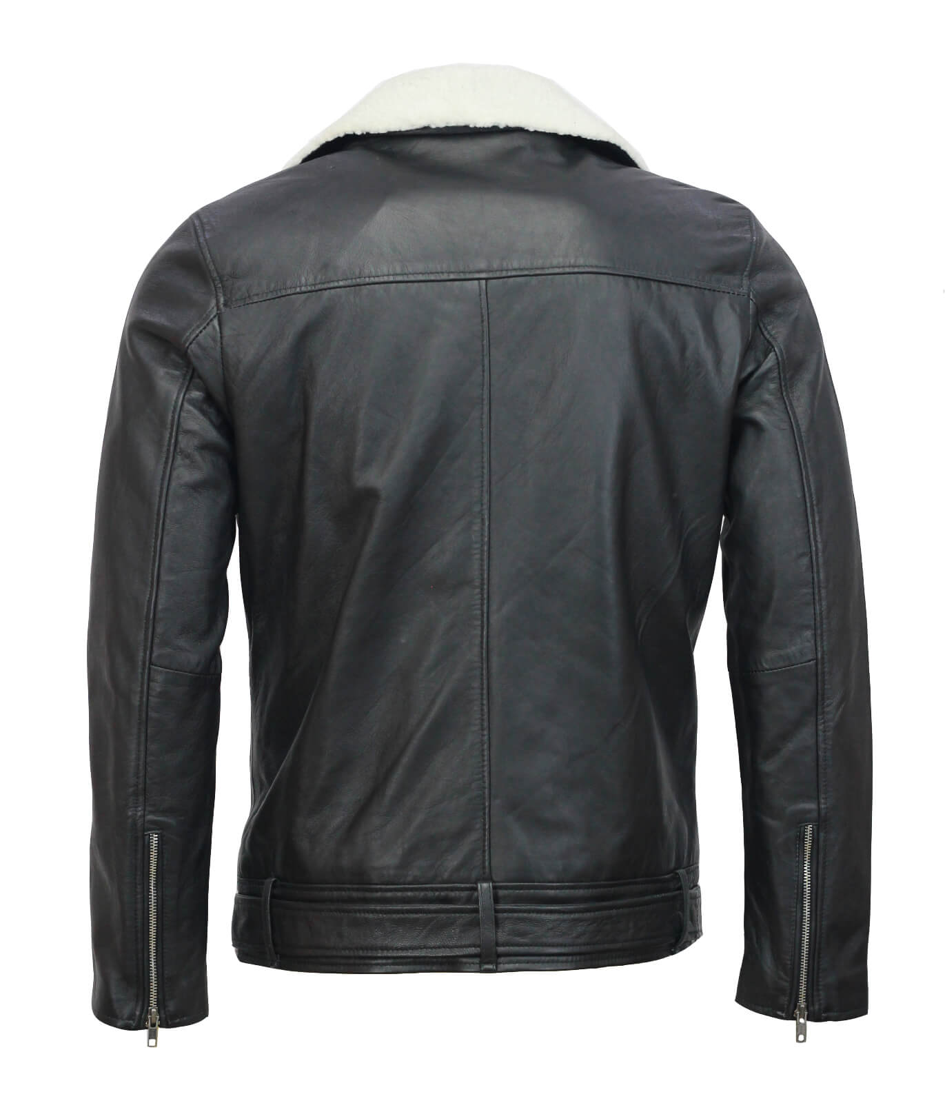 Men Cafe Racer Leather Jacket Black
