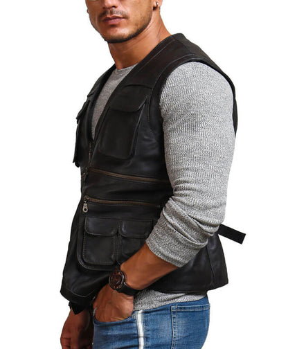 Men Chris Pratt Jurassic World Leather Vest