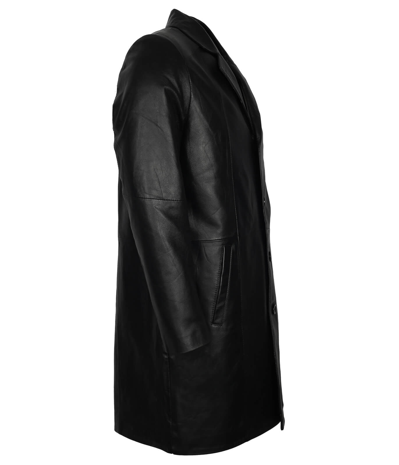 Men Classic Black Leather Coat