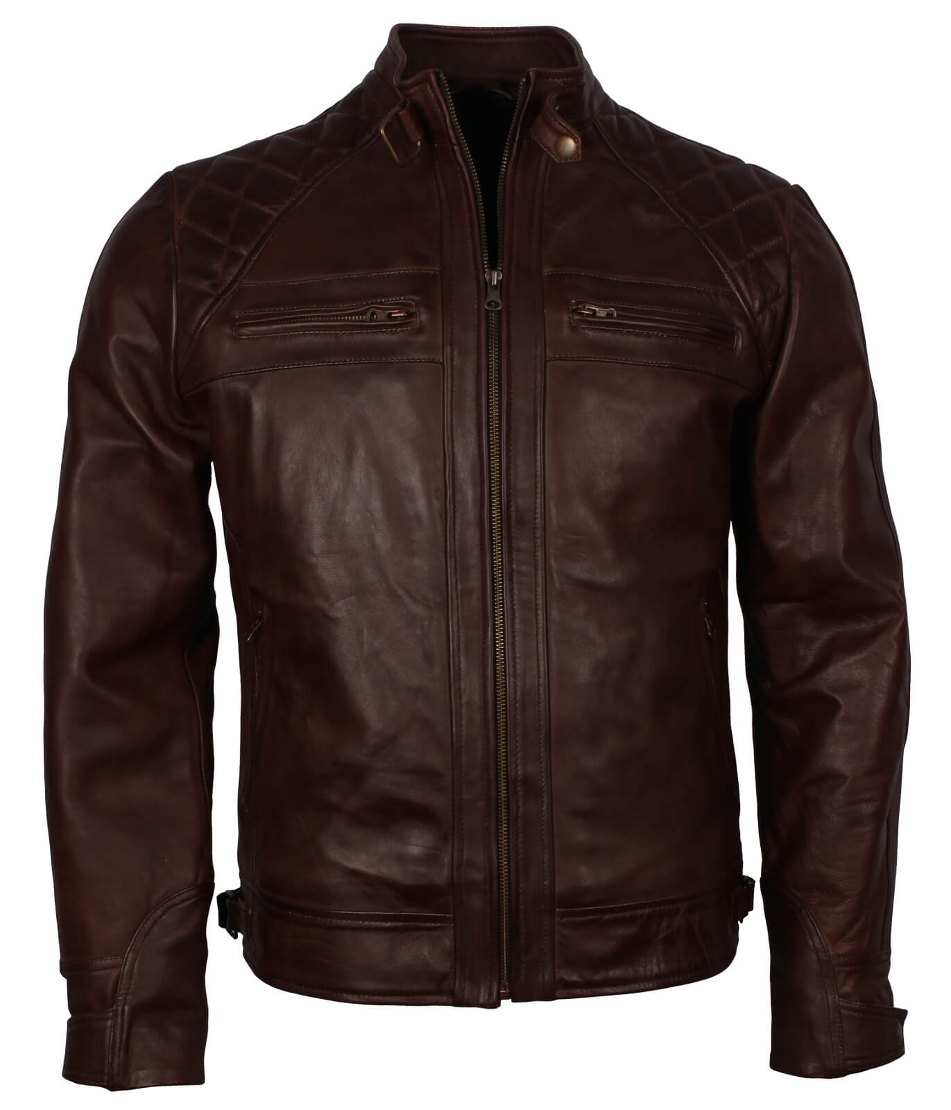 Men Dark Brown Biker Leather Jacket