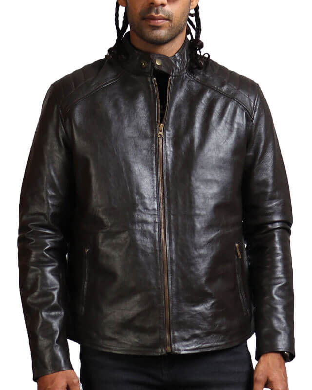 Men Dark Brown Leather Jacket