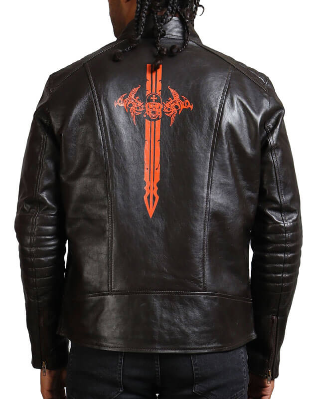 Men Dark Brown Real Leather Jacket