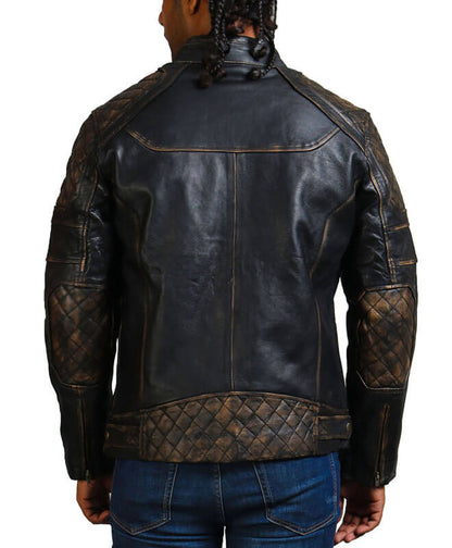 Men Distressed Black Biker Jacket