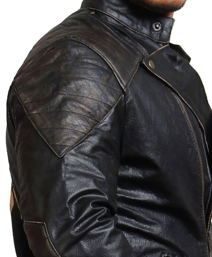 Men Indian Skull Black Leather Jacket