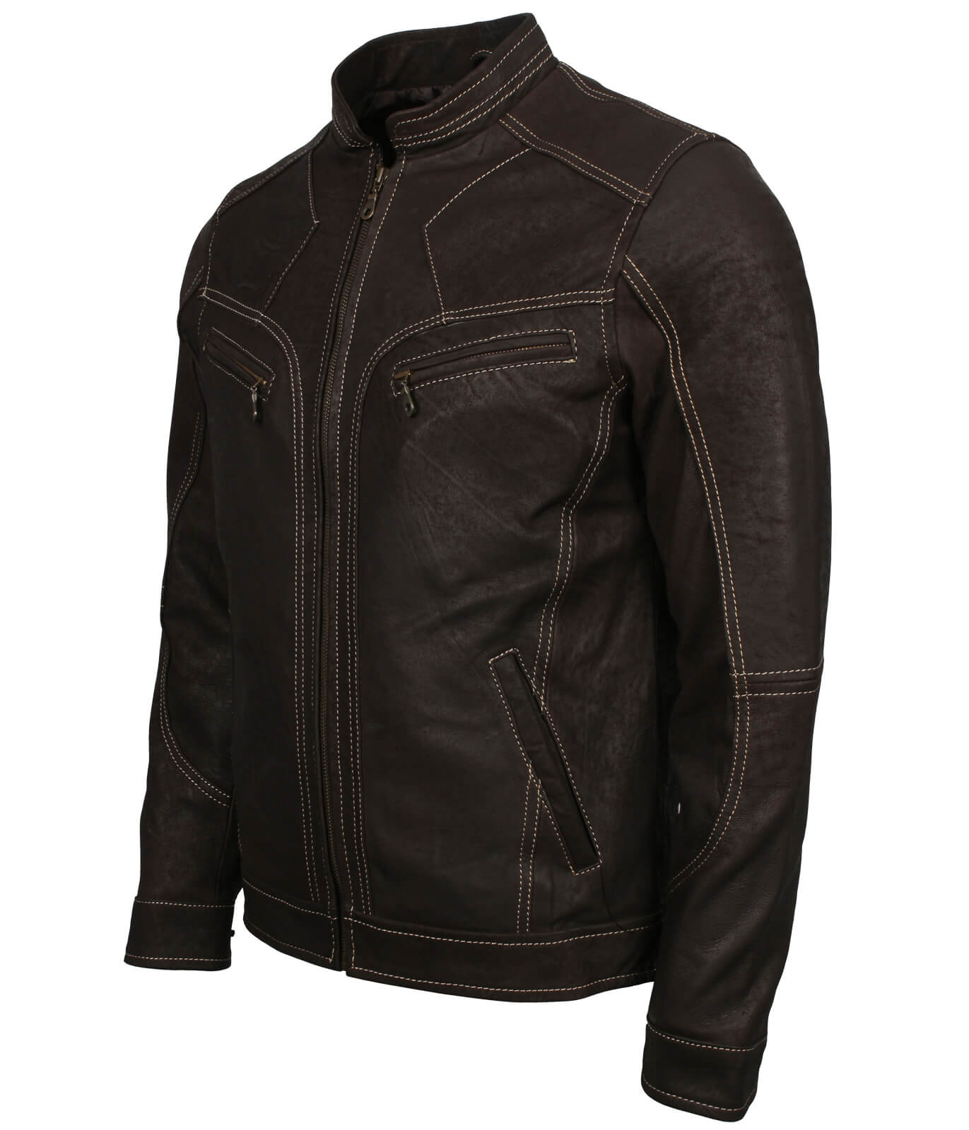 Men Motorcycle Black Genuine Leather Jacket