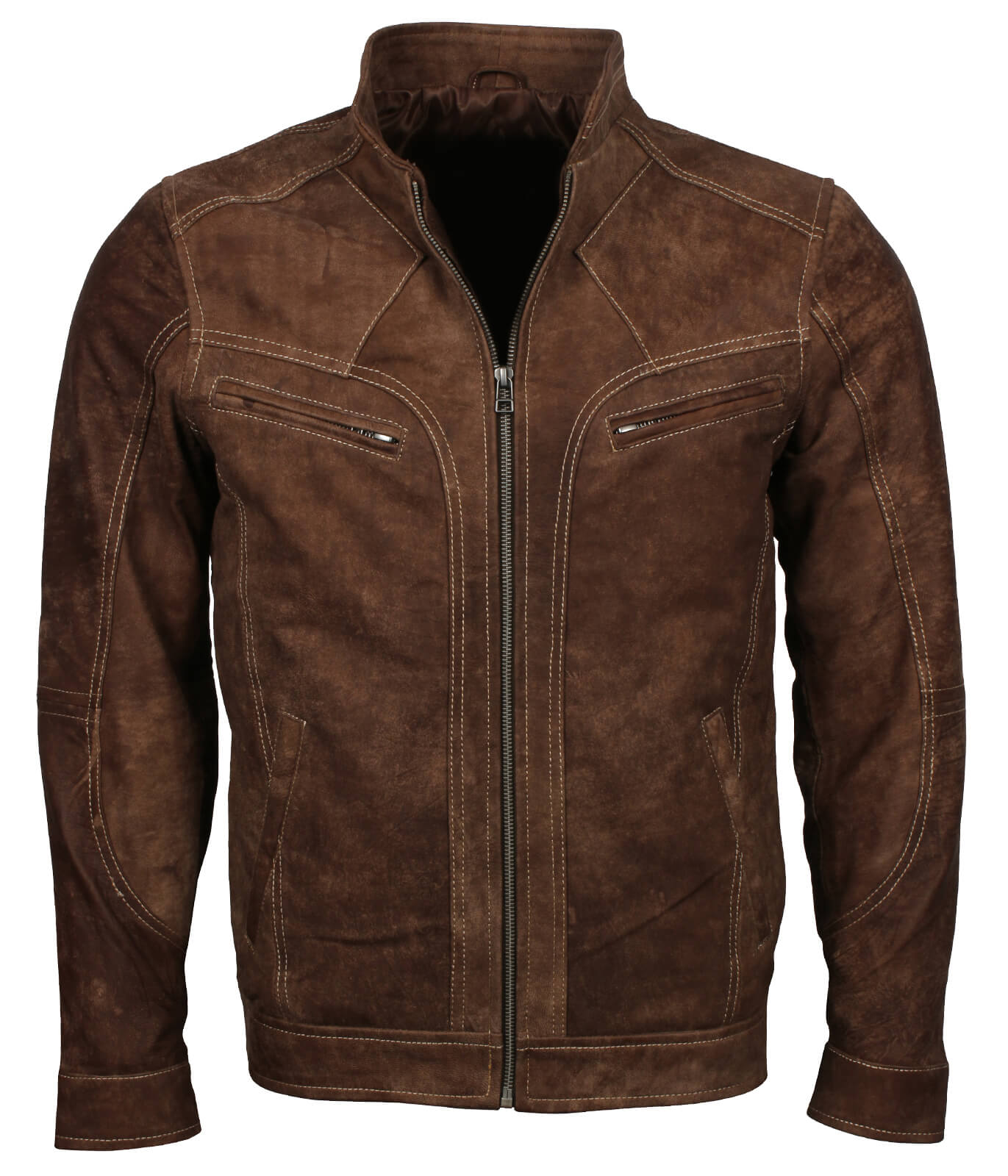 Men Vintage Brown Nubuck Leather Jacket