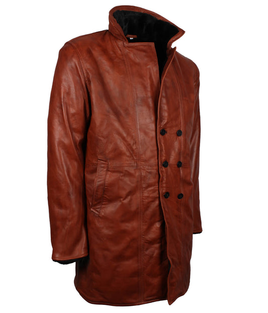 Men Vintage Shearling Leather Coat