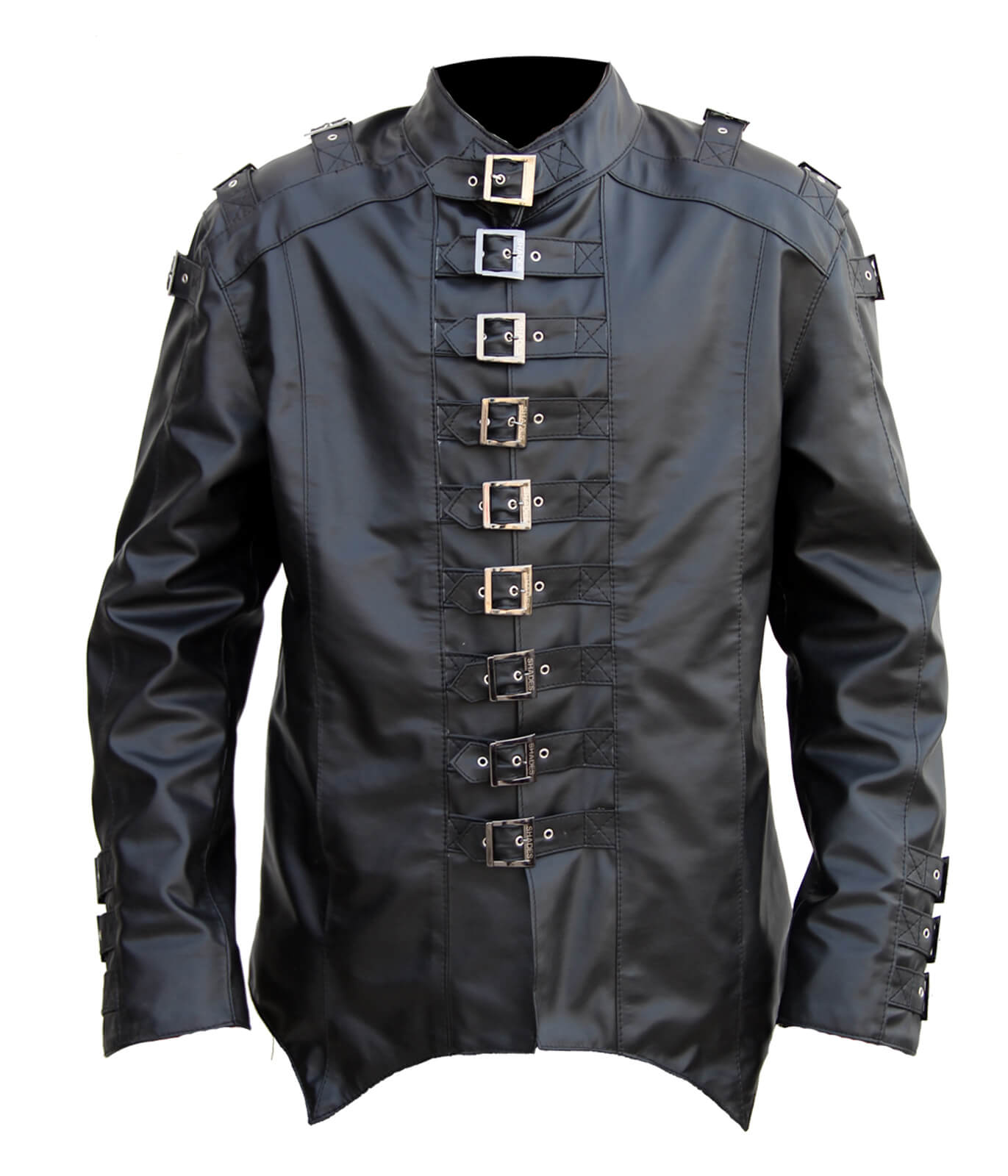 Black leather Gothic Coat Jacket 