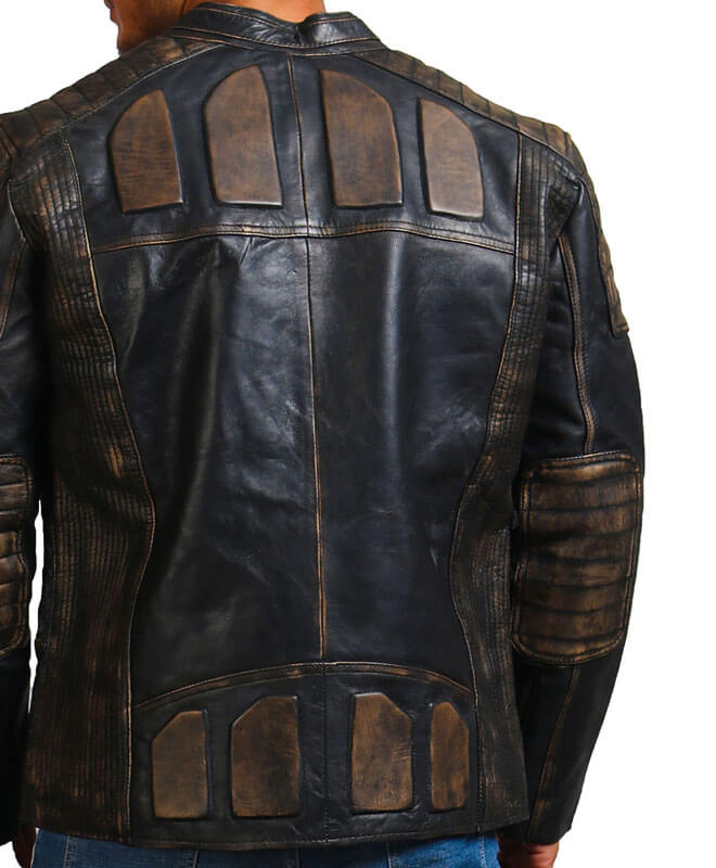 Motorcycle Distressed Men Black Jacket