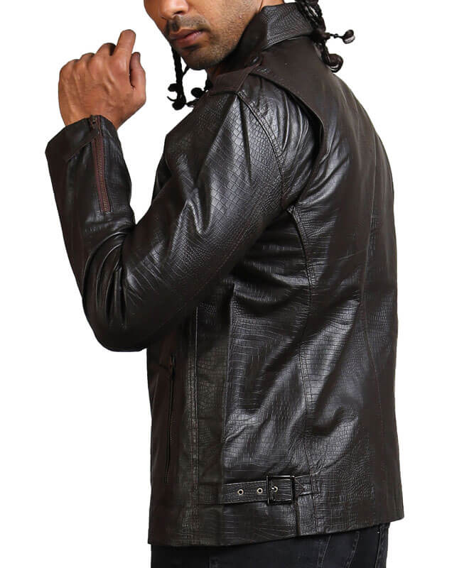 Motorcycle Textured Black Leather Jacket