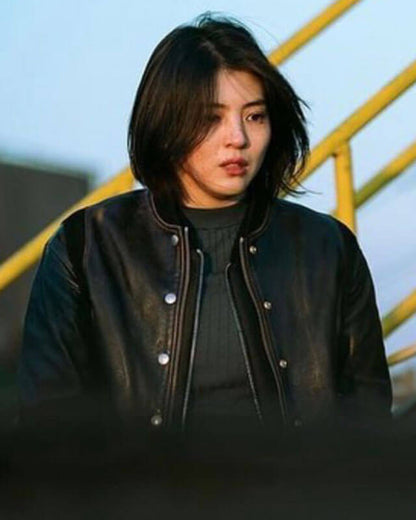 My Name Black Leather Jacket Sohee Han