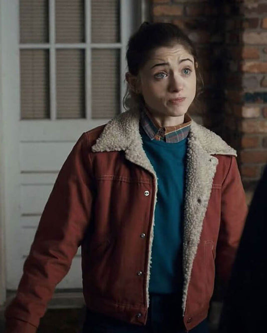 Nancy Stranger Things Natalia Dyer Red Shearling Jacket