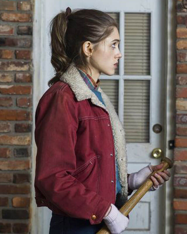 Natalia Dyer Red Shearling Jacket