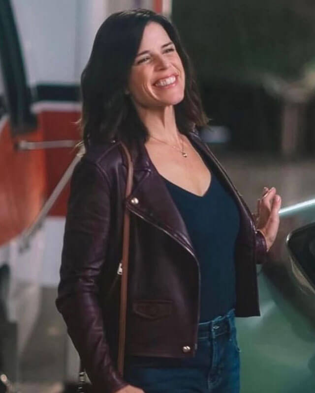 Neve Campbell Scream 5 Brown Biker Jacket