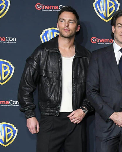 Nicholas Hoult Black Leather Jacket