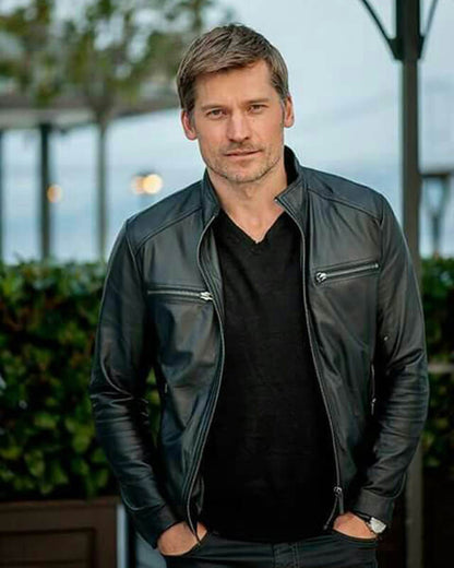 Nikolaj Coster Waldau Black Leather Jacket