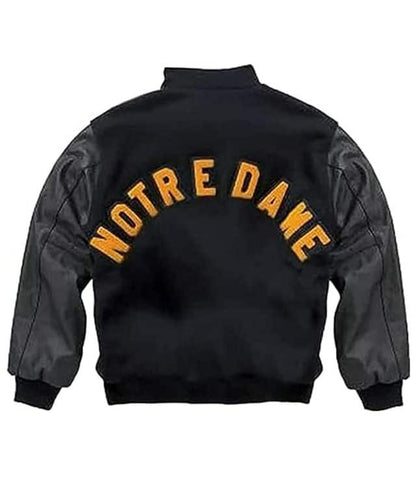 Notre Dame Fighting Rudy Irish Black Leather Jacket