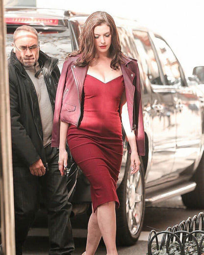 Oceans 8 Anne Hathaway Biker Leather Jacket