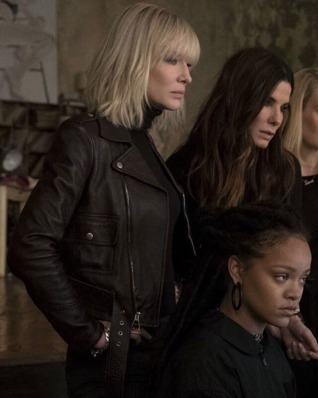 Oceans 8 Cate Blanchett Biker Leather Jacket
